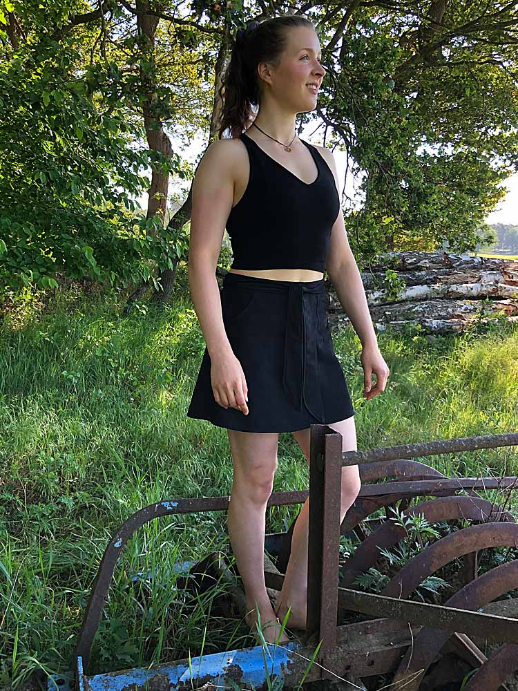 Minirock schwarz Lederrock zum Wickeln