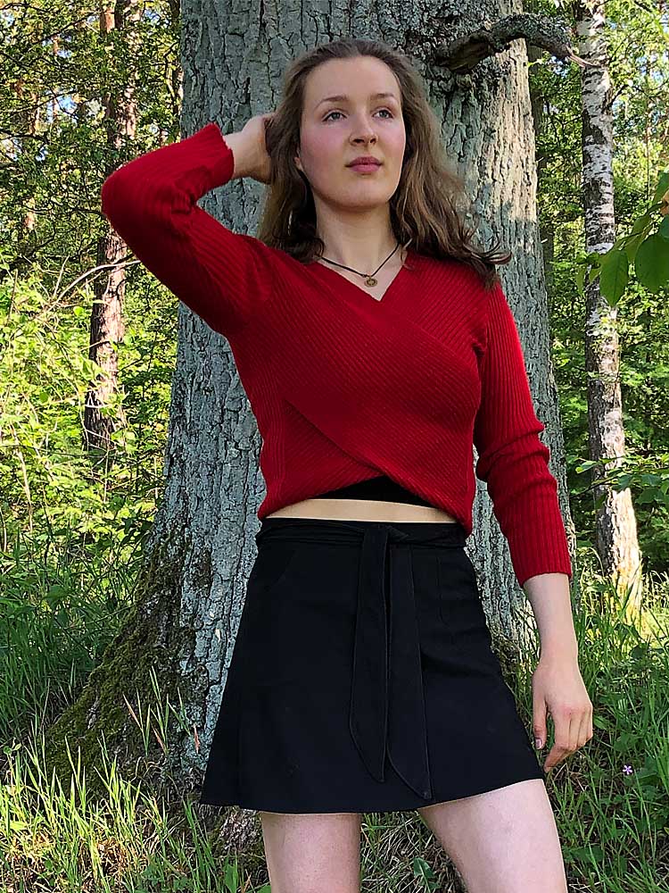 Lederrock Mini schwarz Wickelrock